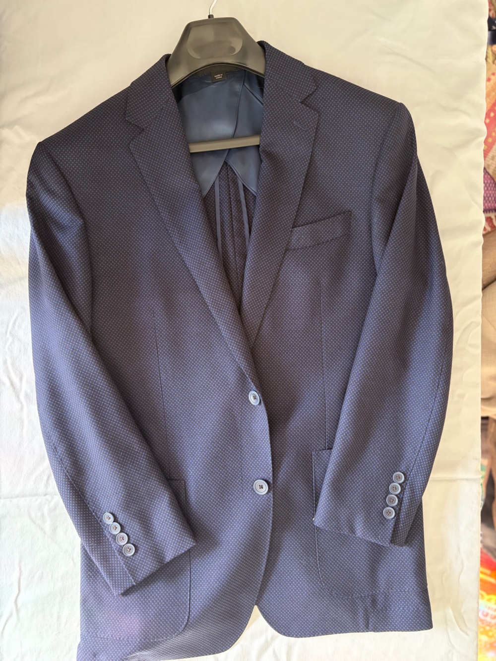 Men's Textured Navy Blazer - Paul Betenly